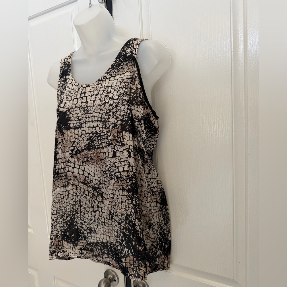 Max Rave Black and Cream Print Tank Top Sz M